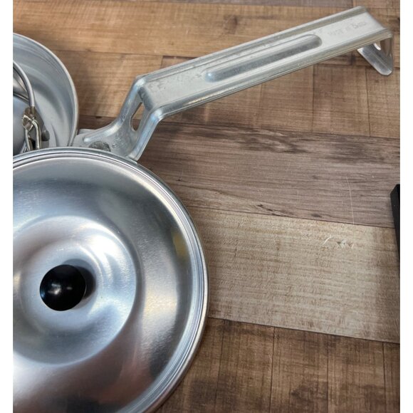 Vintage Aluminum Mess Kit With Handle & Black Cup Camping Cooking Set - Picture 6 of 6